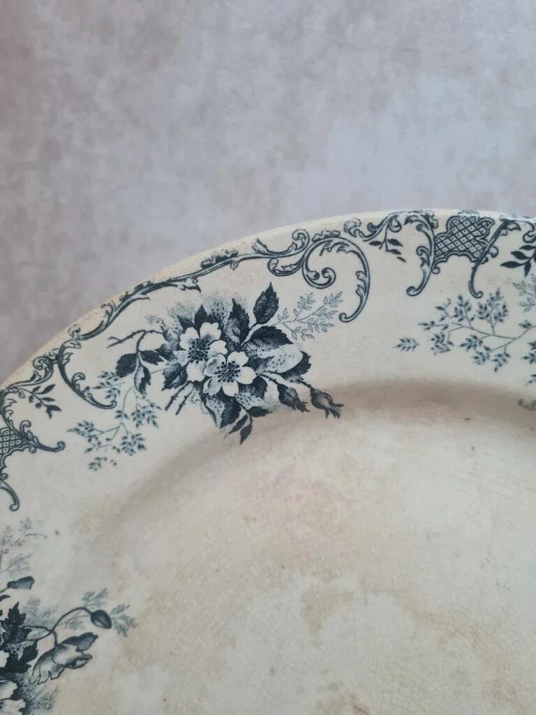 Old plate Terre de Fer Hb & Cie Choisy-le-Roi model Floreal 32 cm