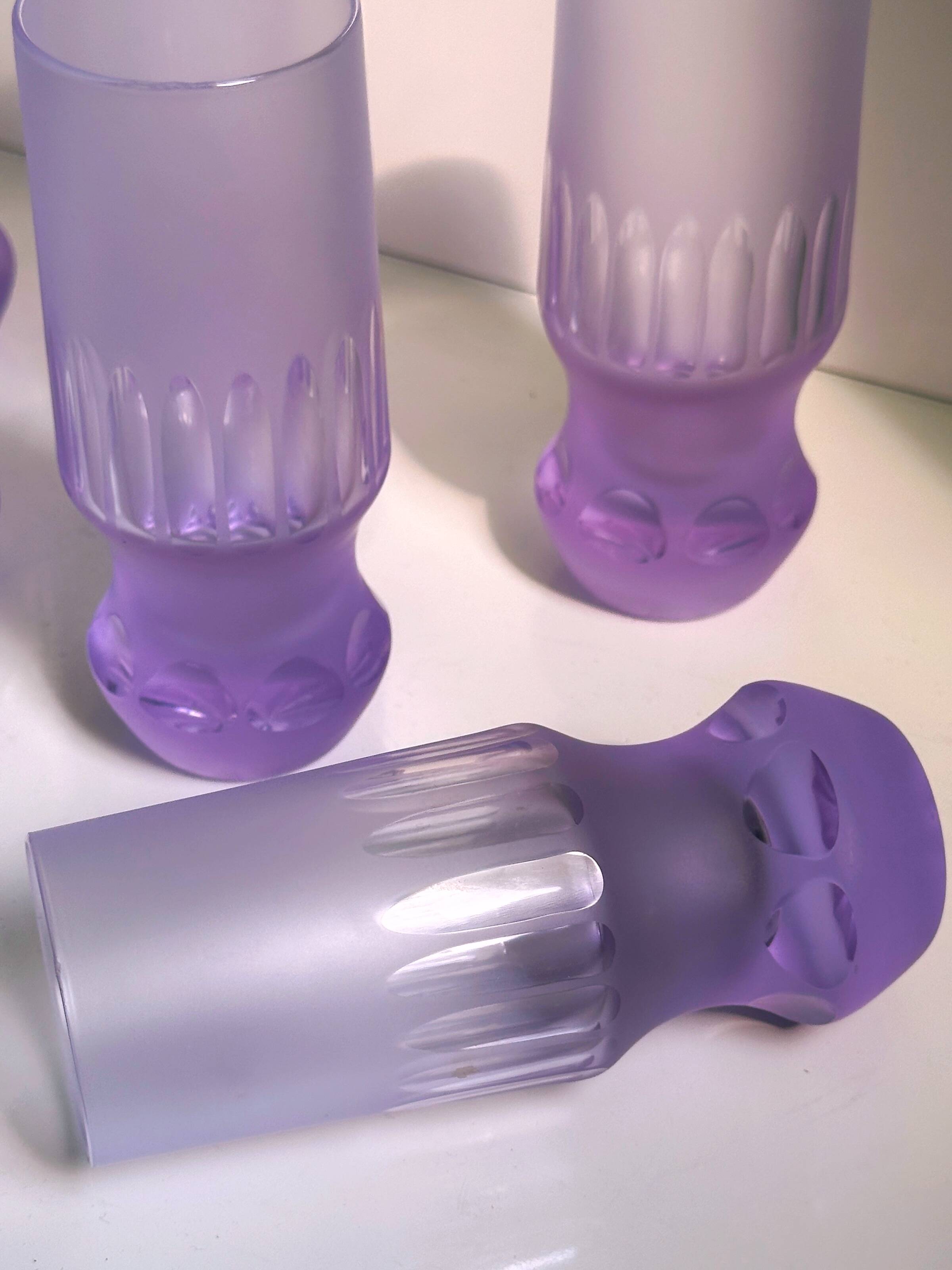 6 Alexandrite Longdrink Glasses Space Age 1970s