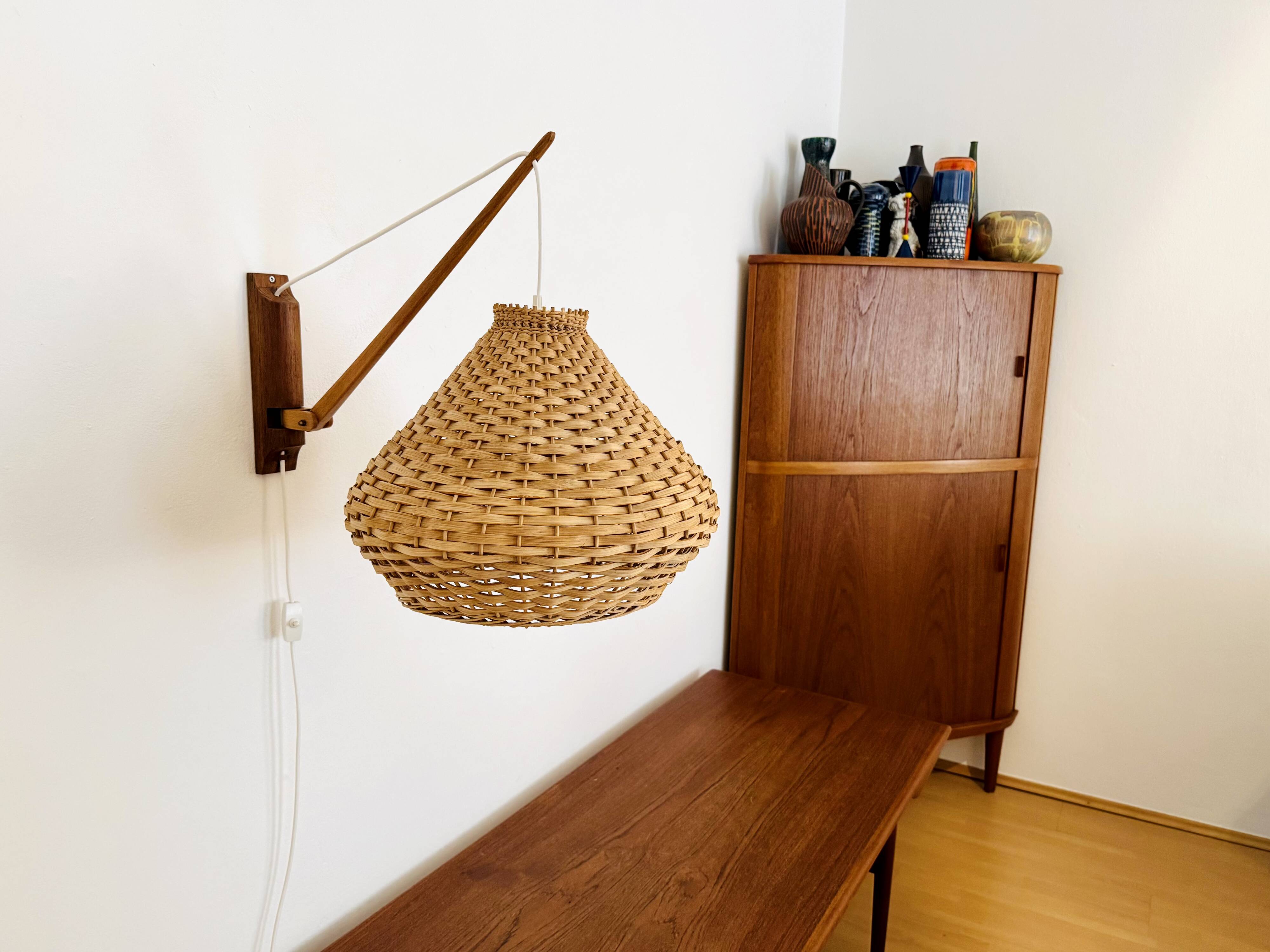 Adjustable Wicker Wall Lamp