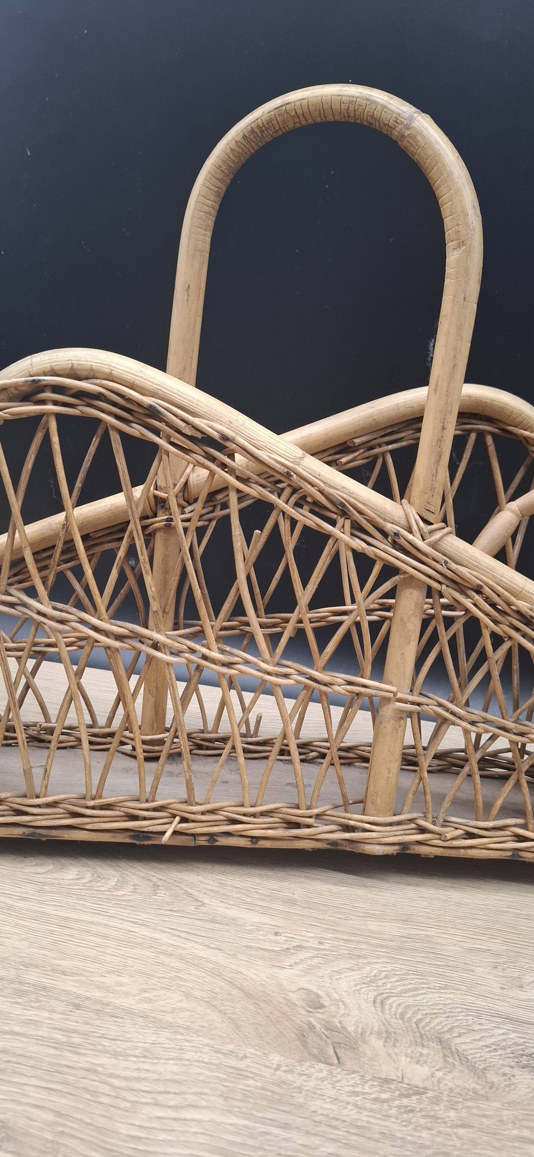 Rattan magazine rack