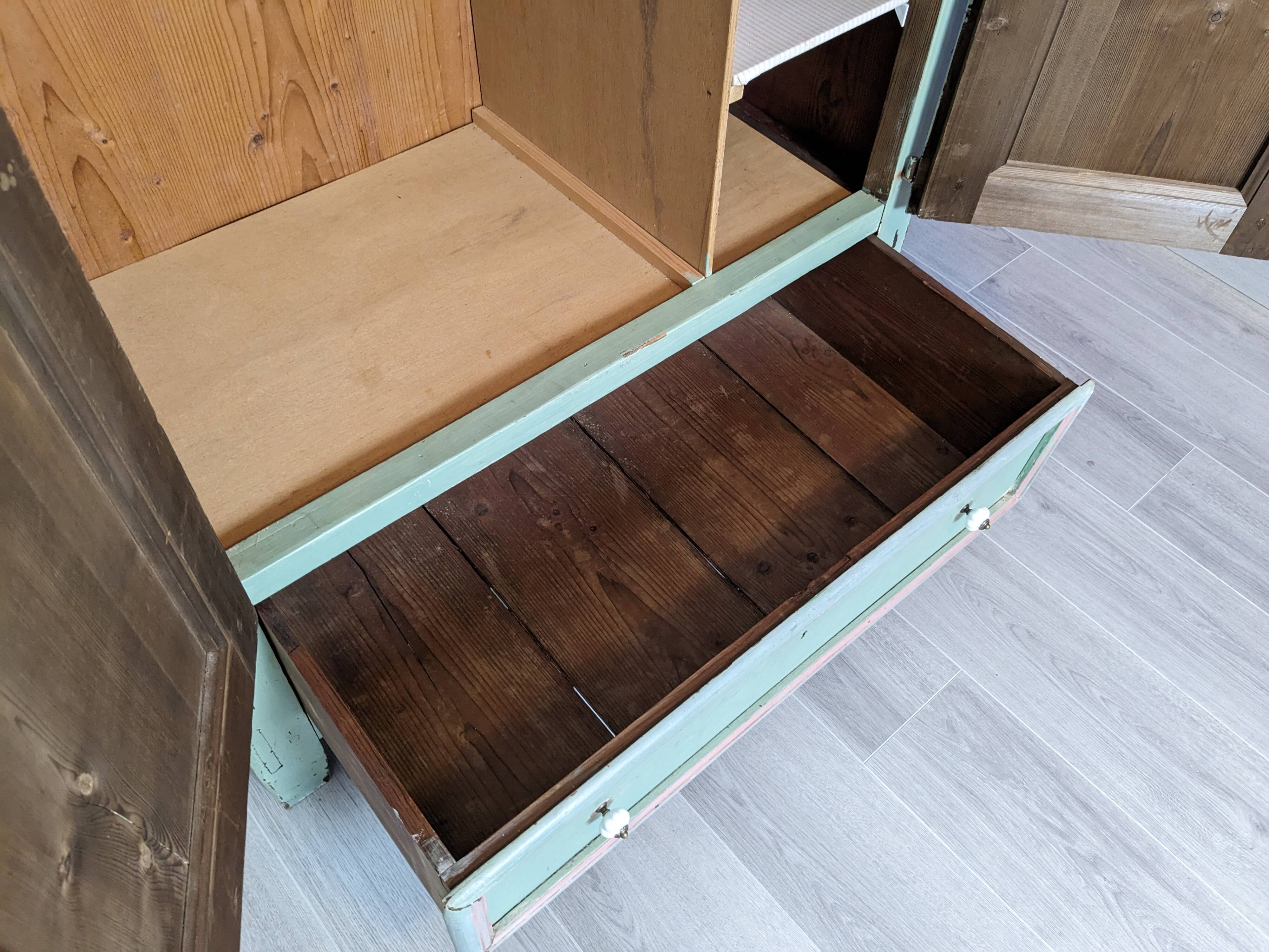 19th century painted wooden bedroom wardrobe