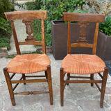 Pair of straw seated chairs