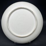 Large decorative dish signed André Baud, diameter 37 cm, enamelled decoration on a deep blue background