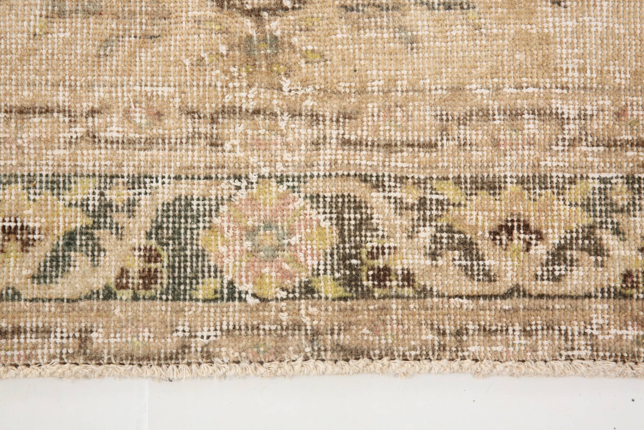 3x13 Persian Cream & Brown Oriental Vintage Runner Rug, 91x392Cm