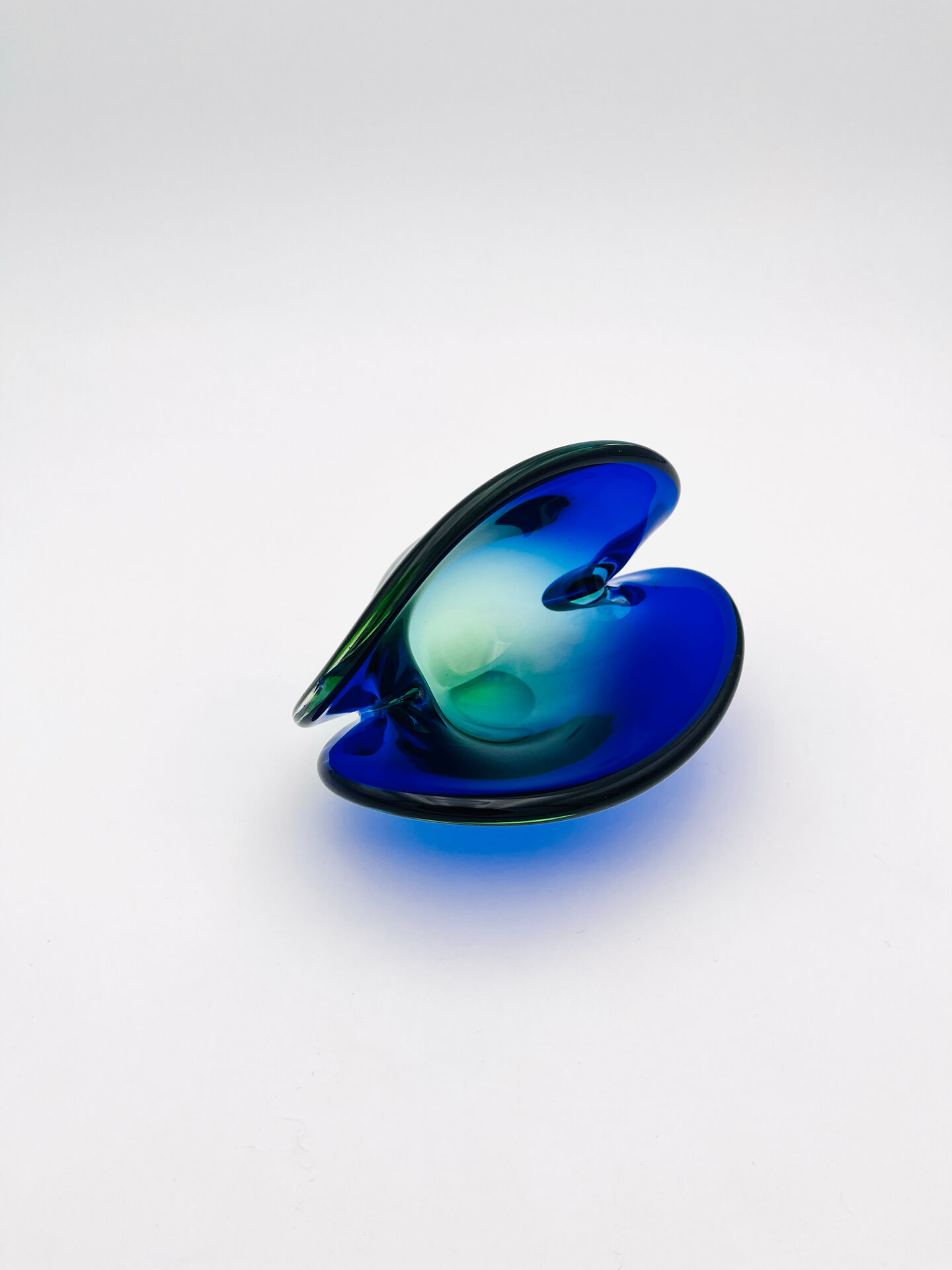 Murano Ashtray Flavio Poli Sommerso Blue Green Design 50s