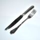 Ercuis set of 2 Trianon metal-plated dessert cutlery with crossed ribbon for cheese starter.