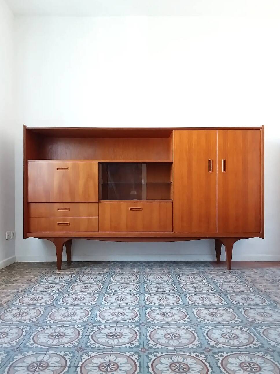Sideboard library in Scandinavian style made of teak.