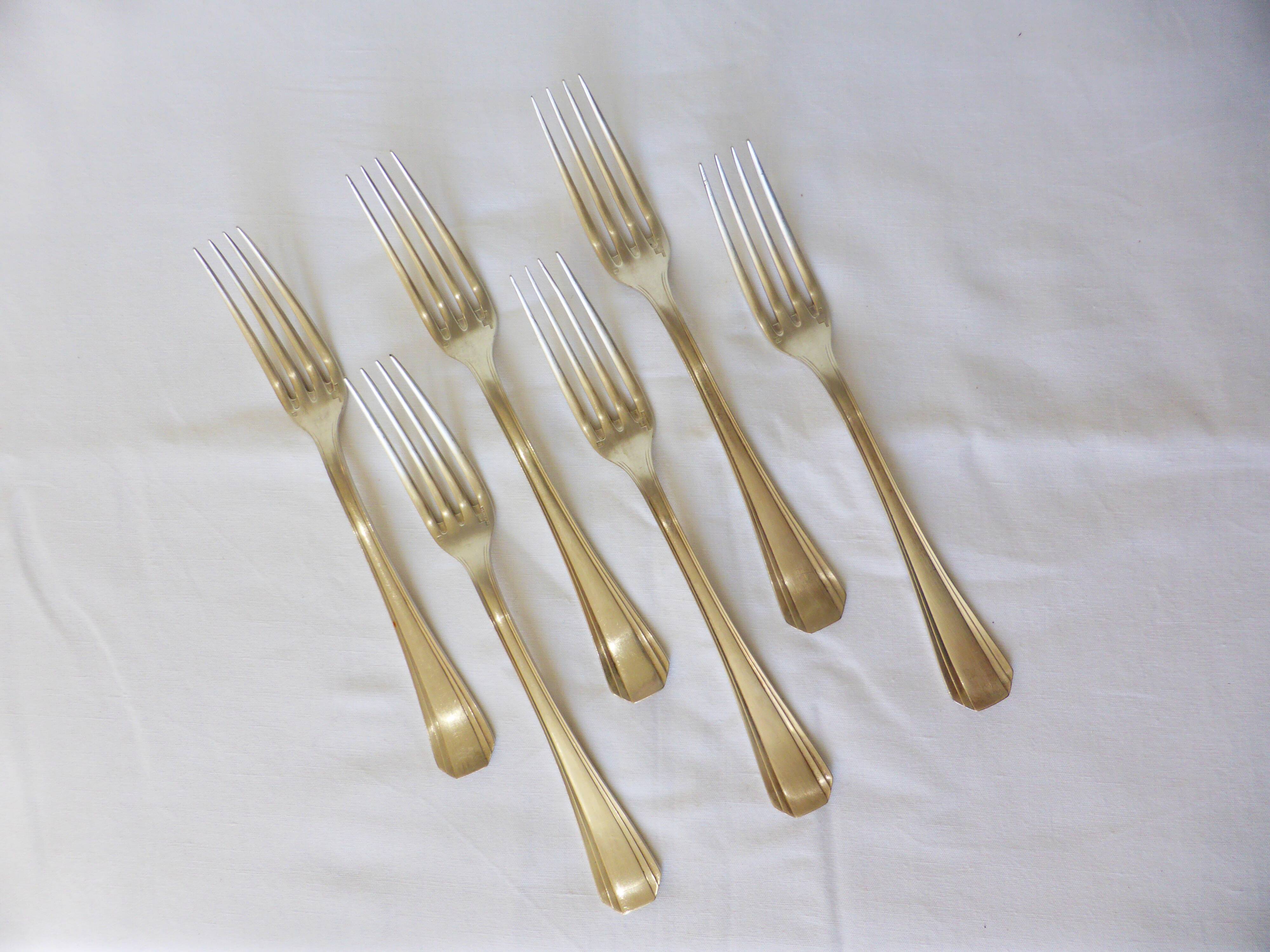 6 Christofle art deco style silver-plated forks