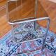 Vintage 70s shelf in chromed metal and smoked glass