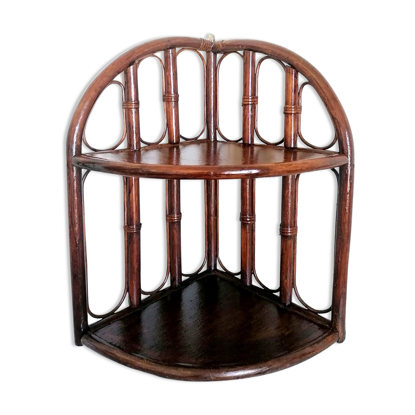 Rattan corner shelf, work from the 1970s