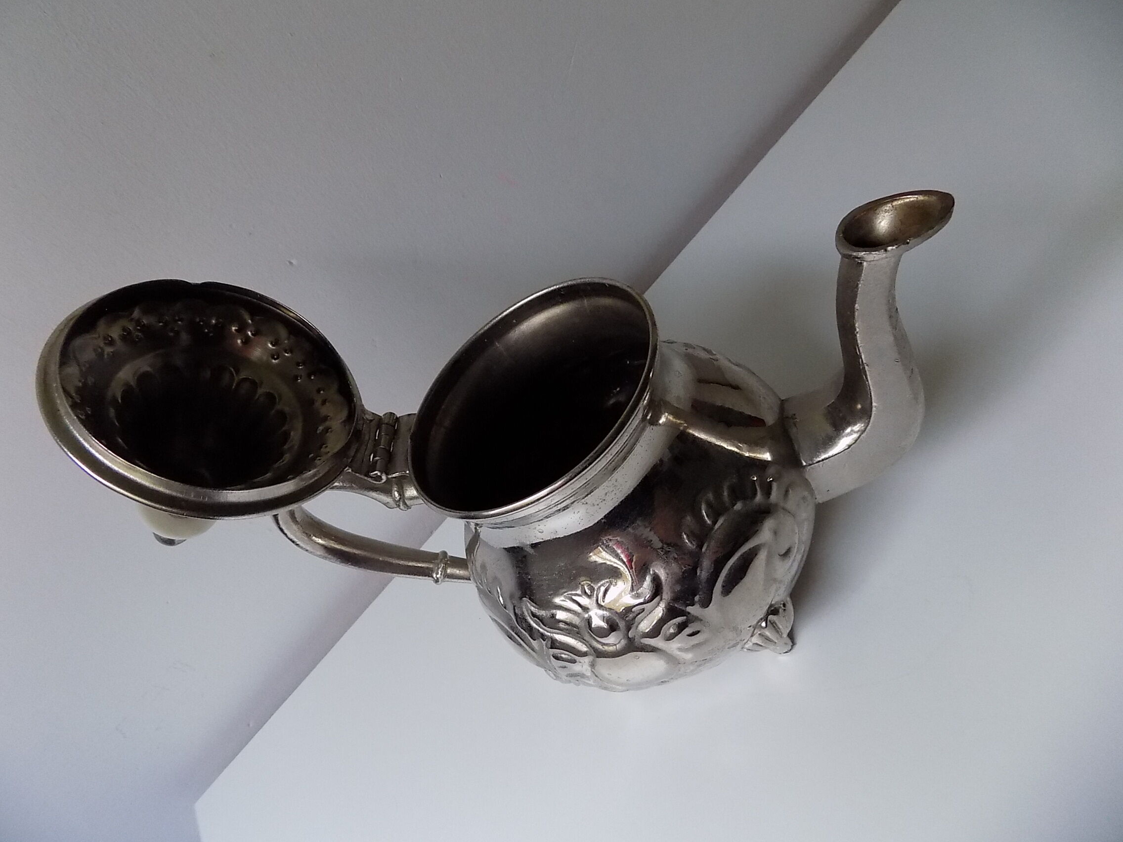 Silver metal teapot