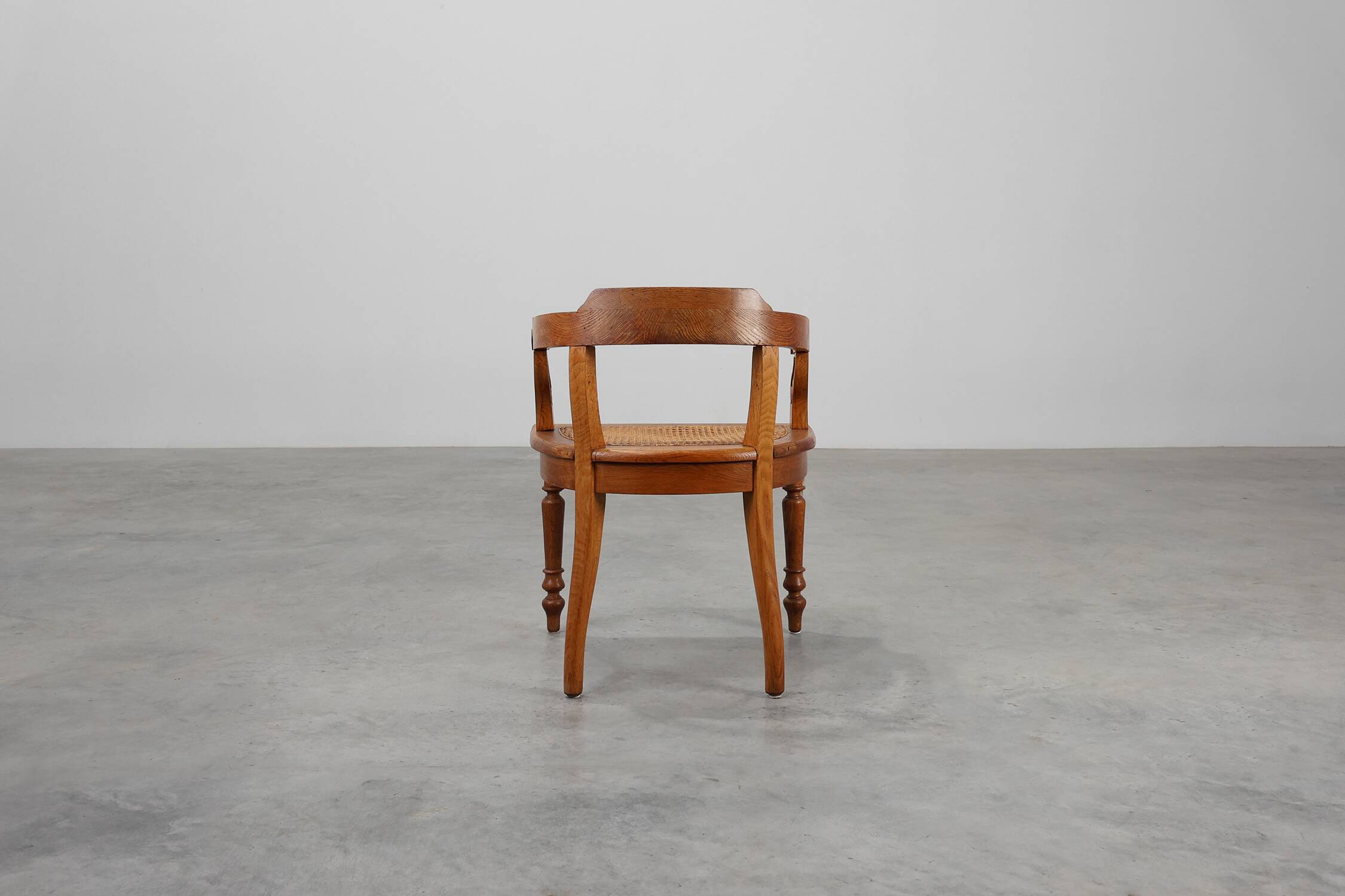 French Neoclassical Oak Chair with Wicker Seat, Late 19th Century