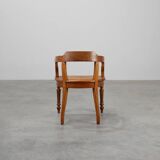 French Neoclassical Oak Chair with Wicker Seat, Late 19th Century