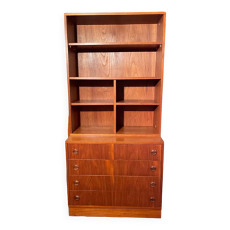 Vintage teak bookcase chest of drawers