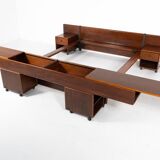 Mid-Century Modern Bed with Nightstands by Fabio Lenci for Bernini, Italy, 1970s
