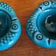 Set of 2 vintage green ceramic egg cups