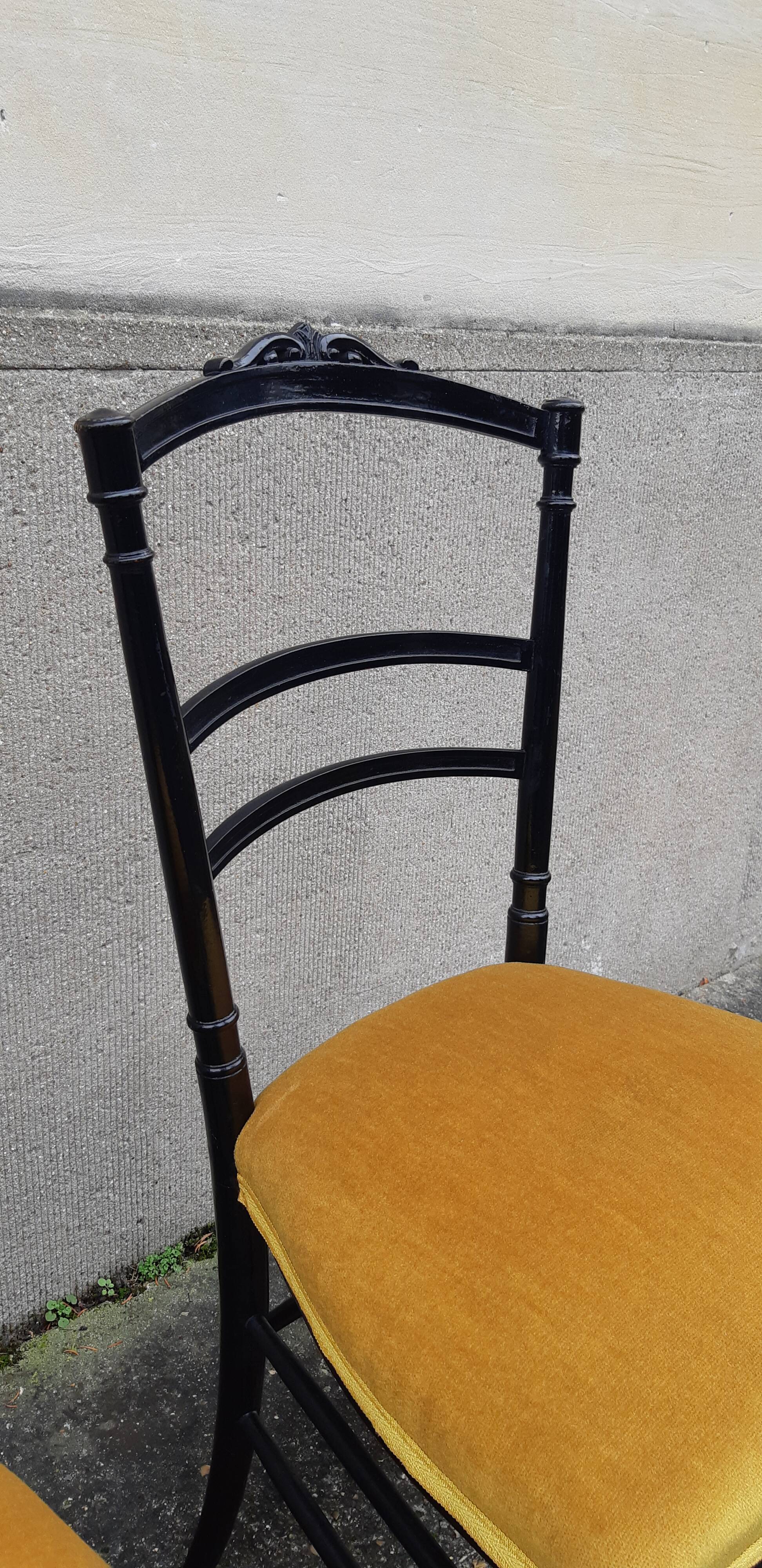 Pair of Napoleon III chairs in blackened wood