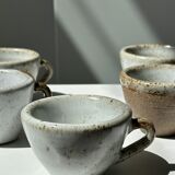 Set of 5 Indonesian ceramic handle coffee cups