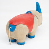 Vintage rhino therapeutic toy by Renate Müller for H. Josef Leven, Sonneberg, 1960s
