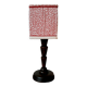 Lampe en bois art déco et abat-jour couture