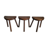Trio of vintage brutalist tripod stools