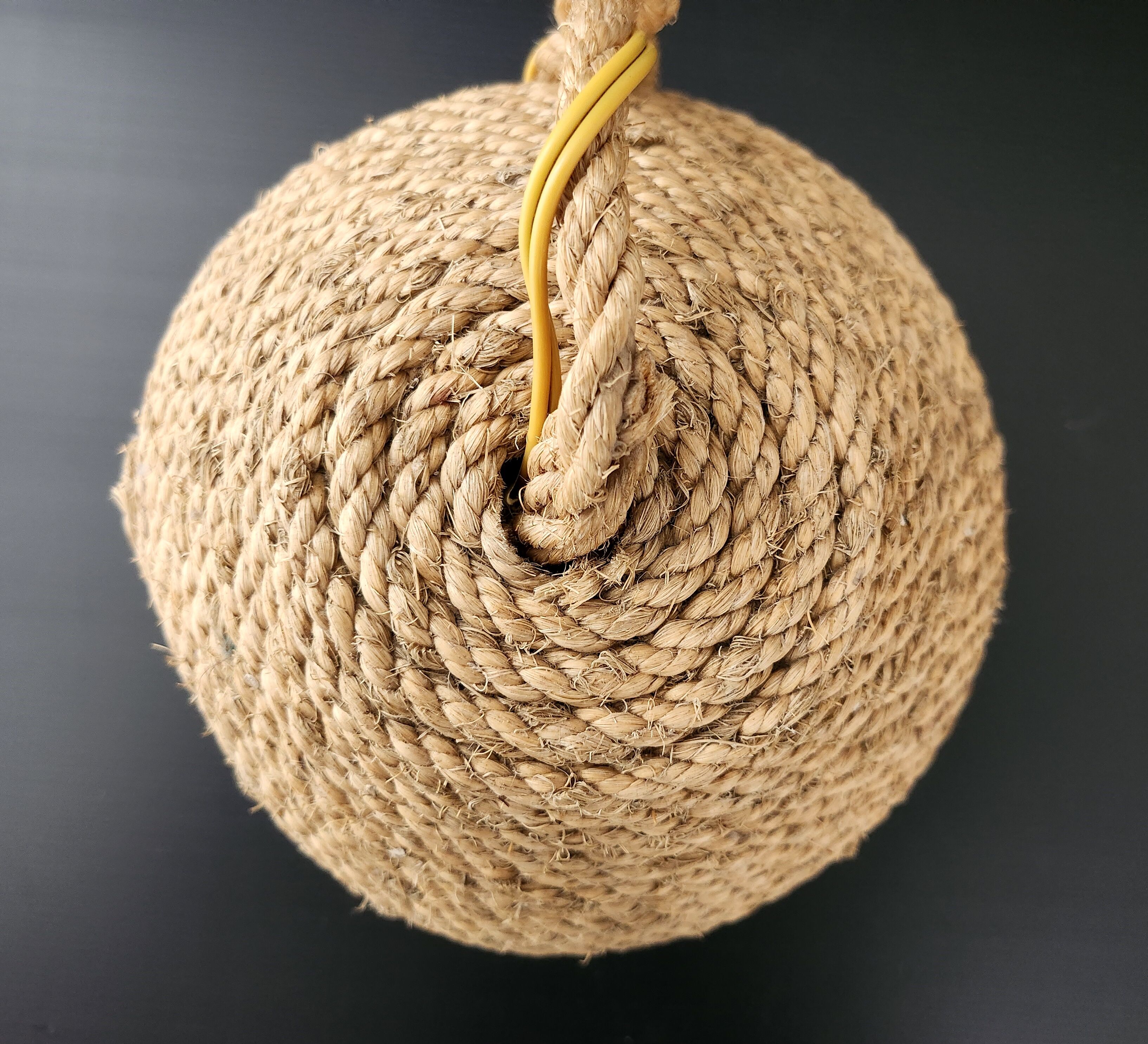 Vintage rope & rotaflex hanging lamp 1950