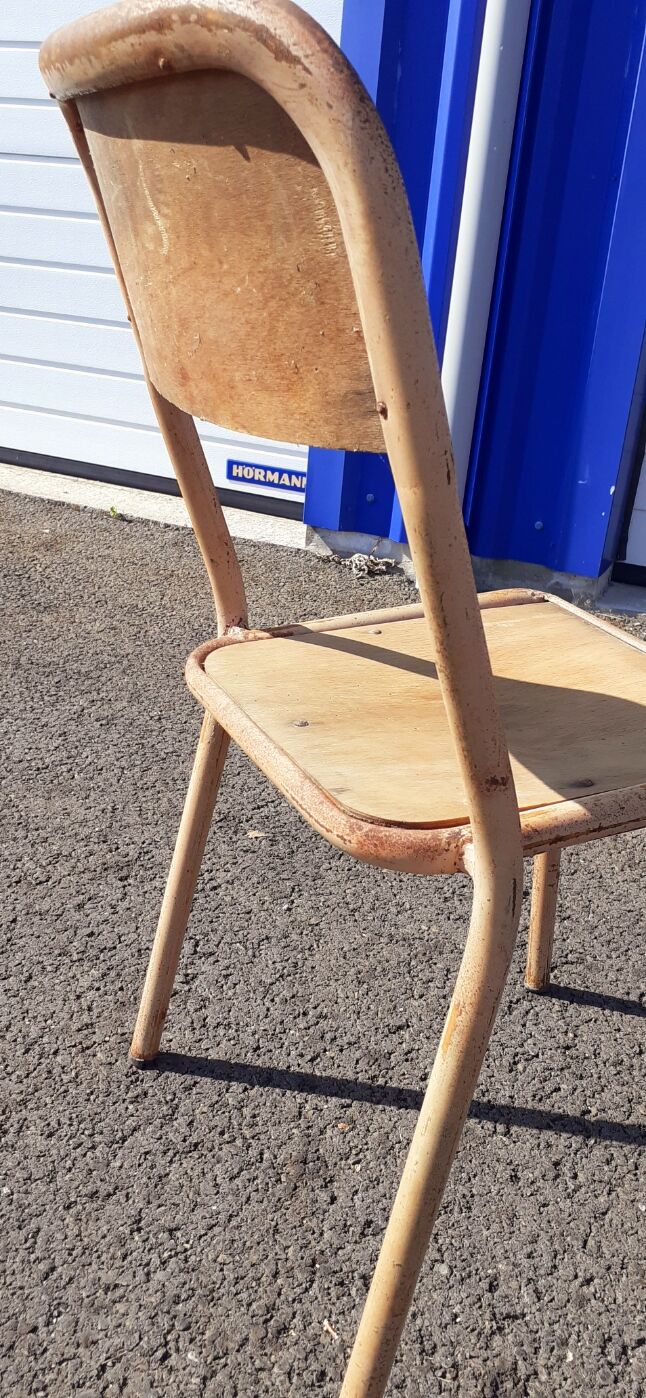 Metal and vintage wood chairs
