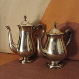 Set of 2 silver metal pourers punched and numbered