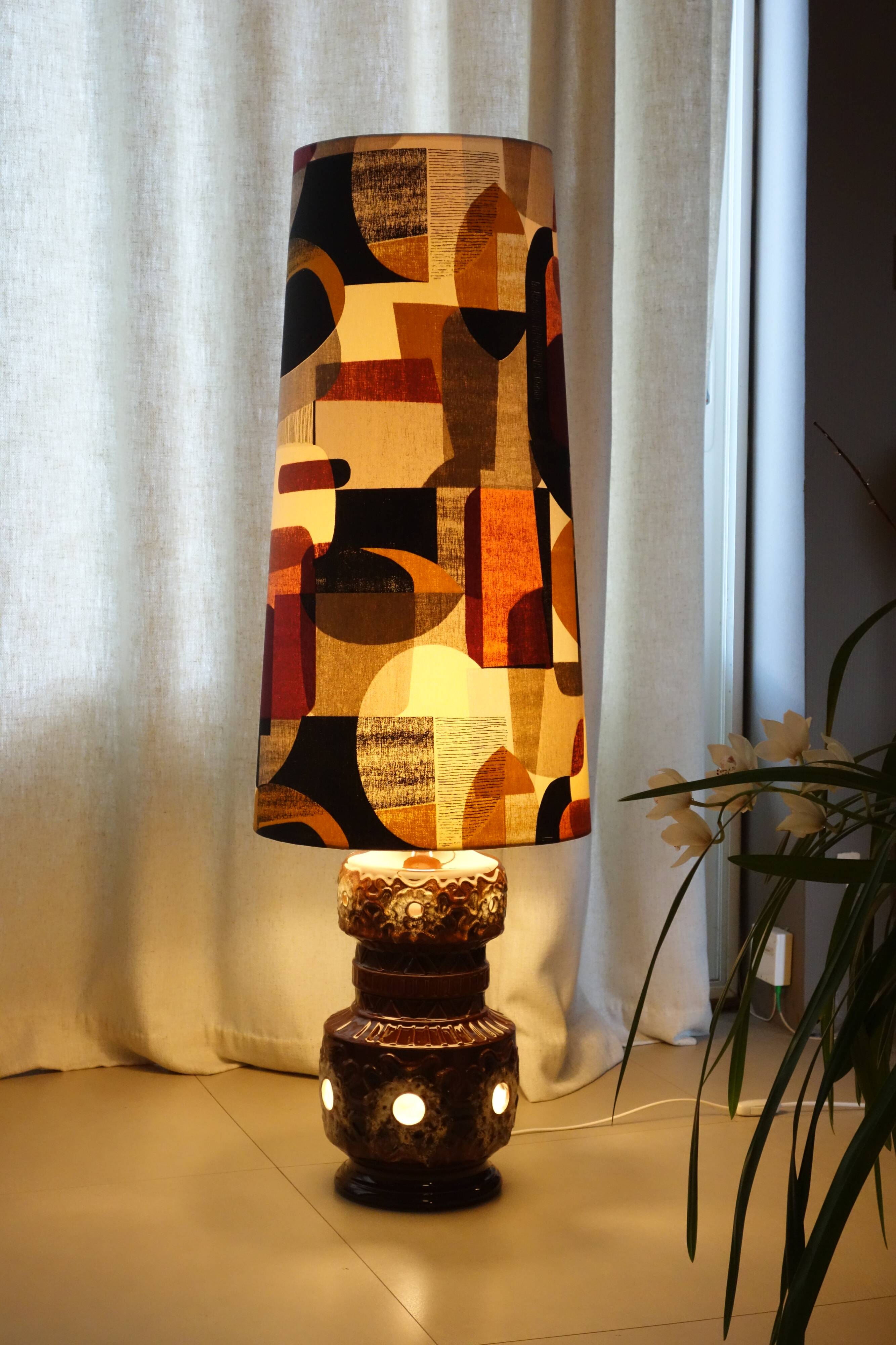 Glazed ceramic lamp from the 1960s/1970s with dual lighting