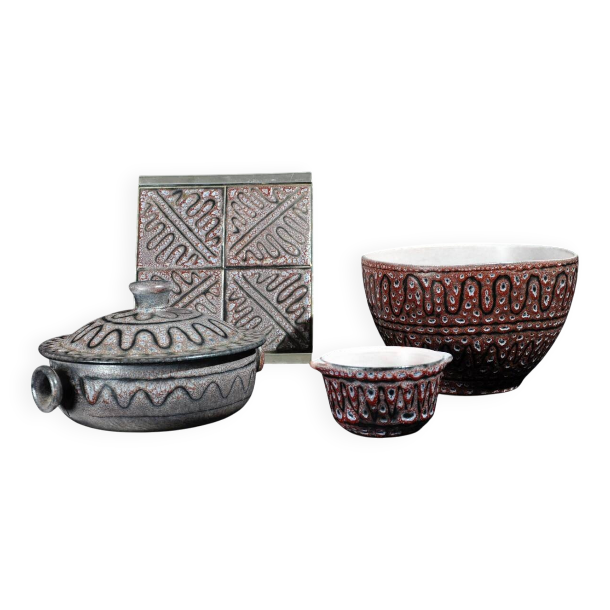 Ceramic set signed Jean Austruy circa 1970