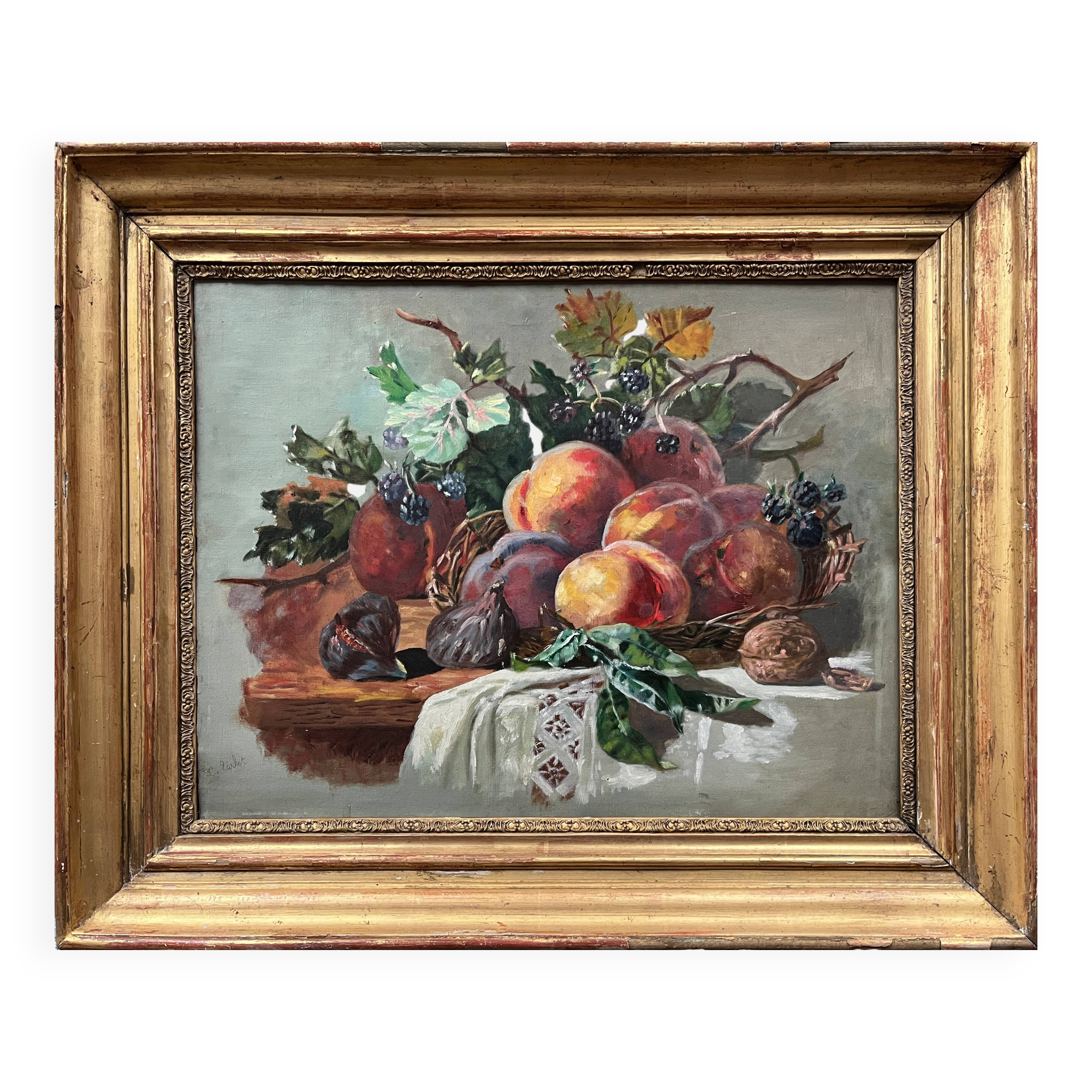 HSP painting "Composition with fruits" 19th/20th century signed