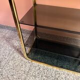 Vintage shelf in brass and smoked glass – Italian work, circa 1970.