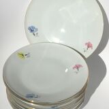 10 assiettes dessert porcelaine décor fleurs Melitta