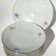 10 plates dessert porcelain decoration flowers 50's melitta