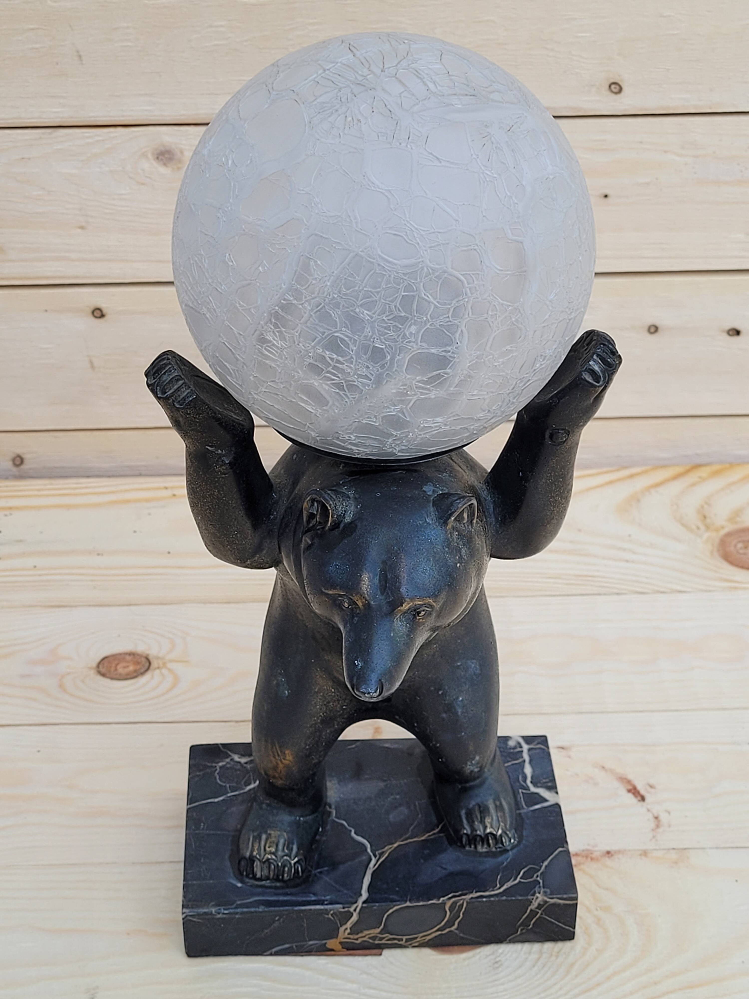 Art deco Bear lamp signed by the artist Irénée Rochard, circa 1930.