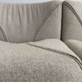 Vintage modular sofa, five armchairs and coffee table, beige wool
