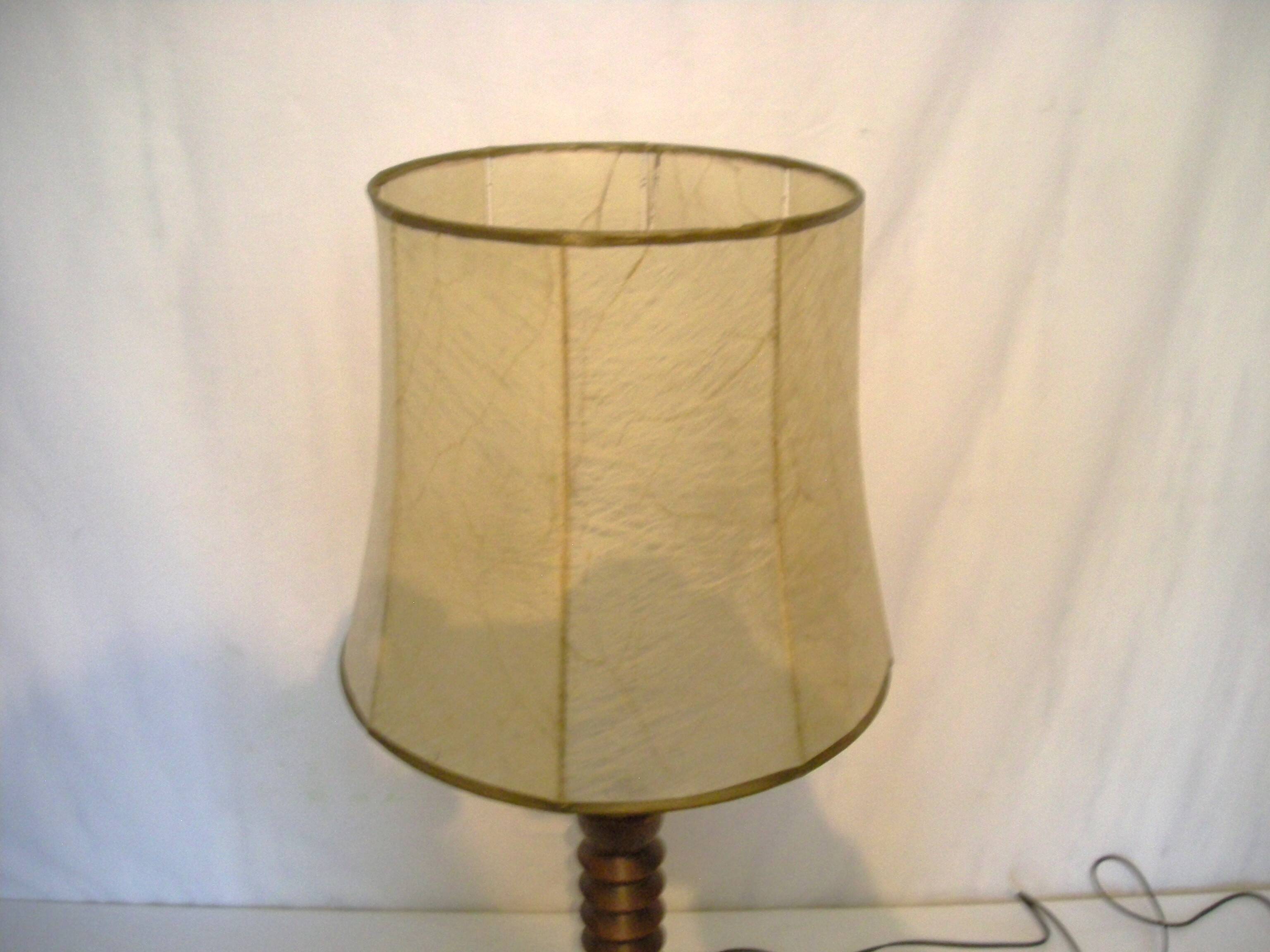 Charles Dudouyt style lamp in turned wood from the 1940s