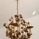 Hollywood Regency 4-light floral chandelier gilt with roses Italy 1960-1970