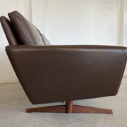 Vintage retro danish mid-century g. thams 3 person sofa in brown leather