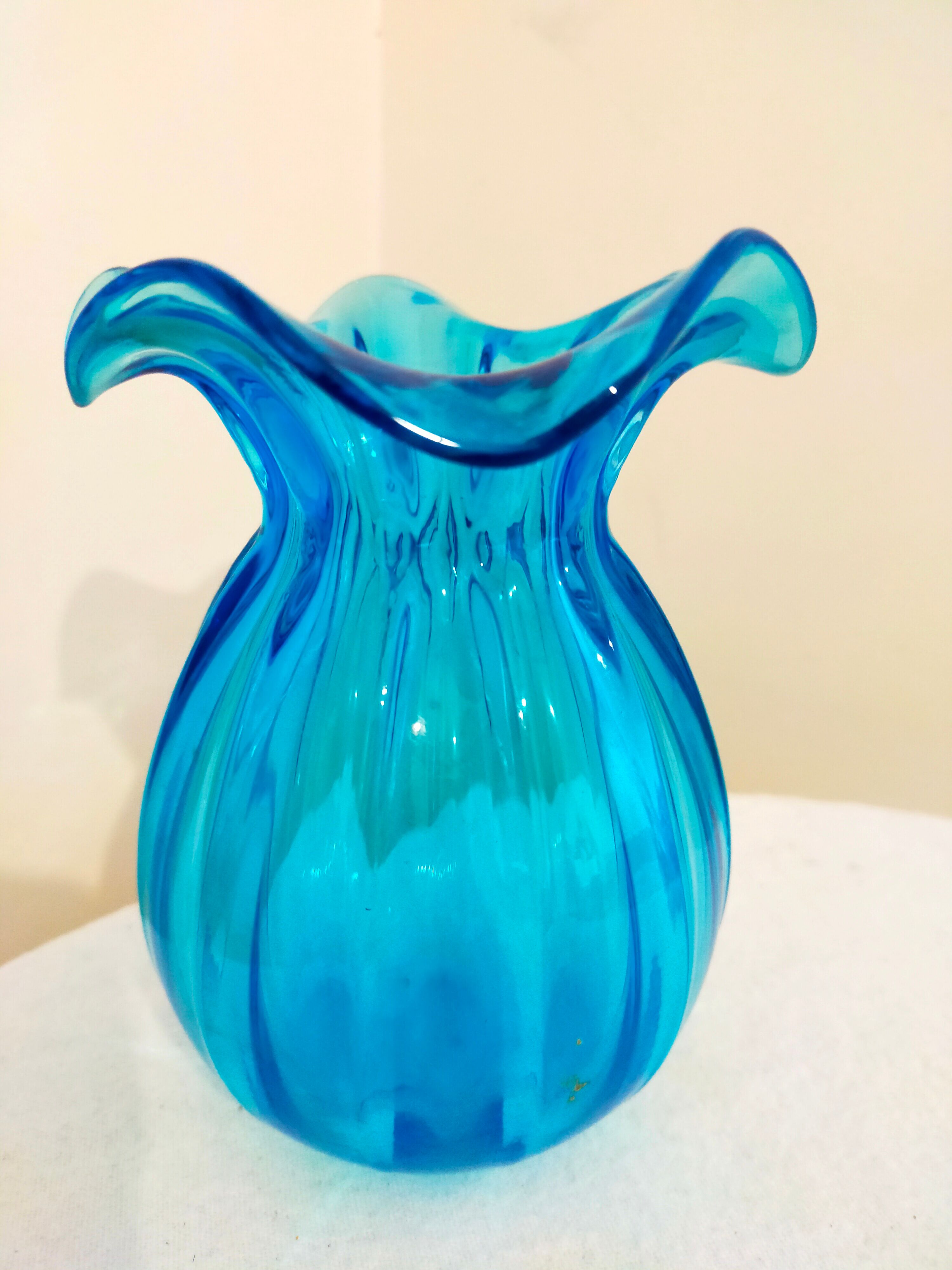 Blue blown glass vase