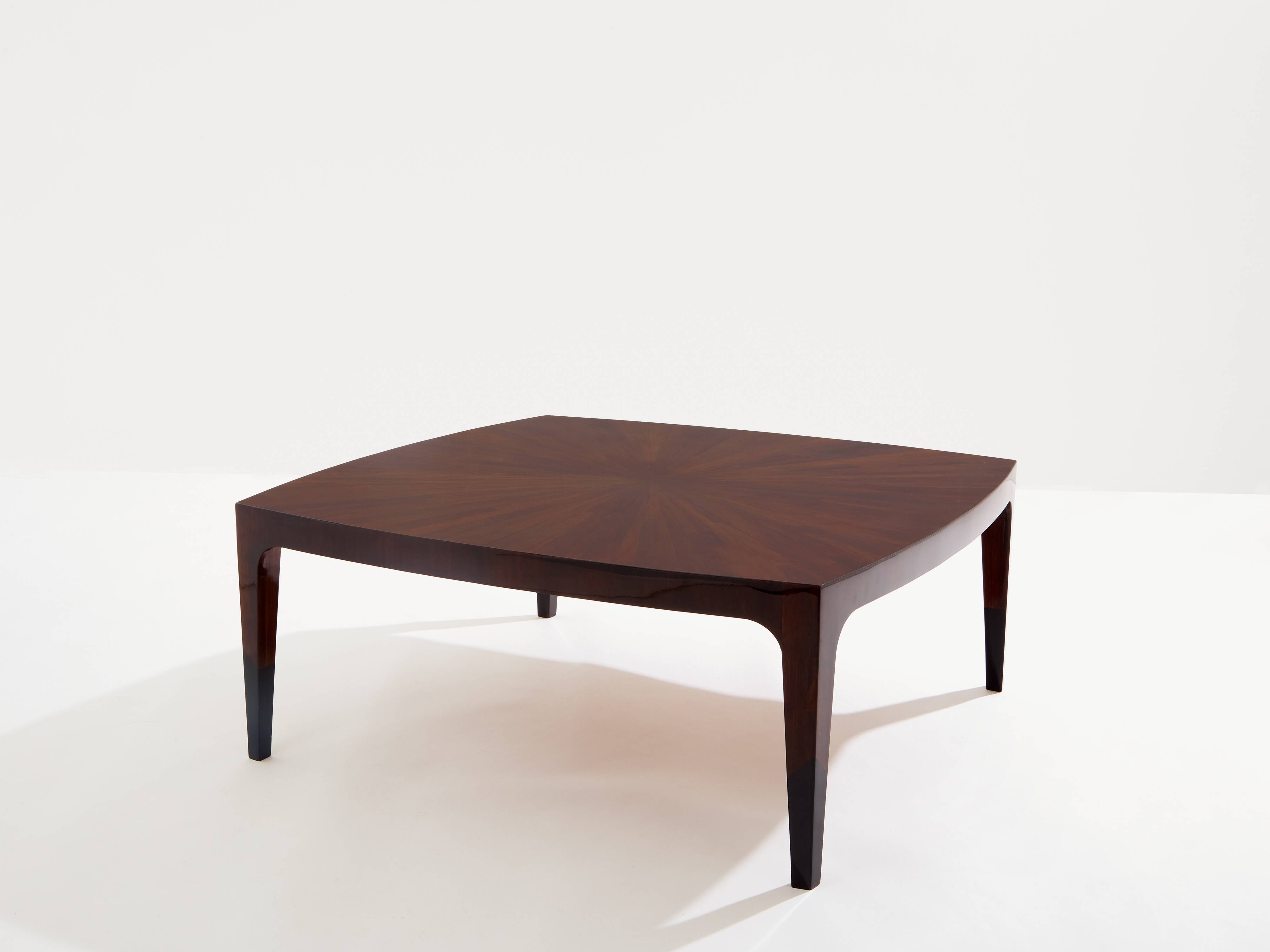 Walnut marquetry coffee table circa 1970