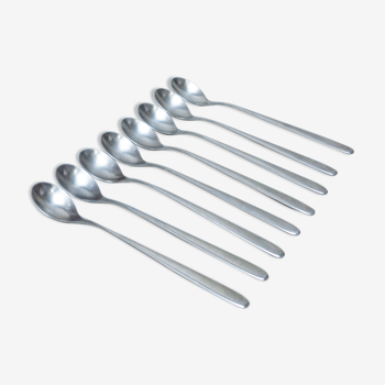 Set of eight long spoons Nuovo Milano Ettore Sottsass Alessi