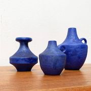 Mid-century German minimalist cobalt blue vases by Hartwig Heyne Pottery, 1960s, set of 3.