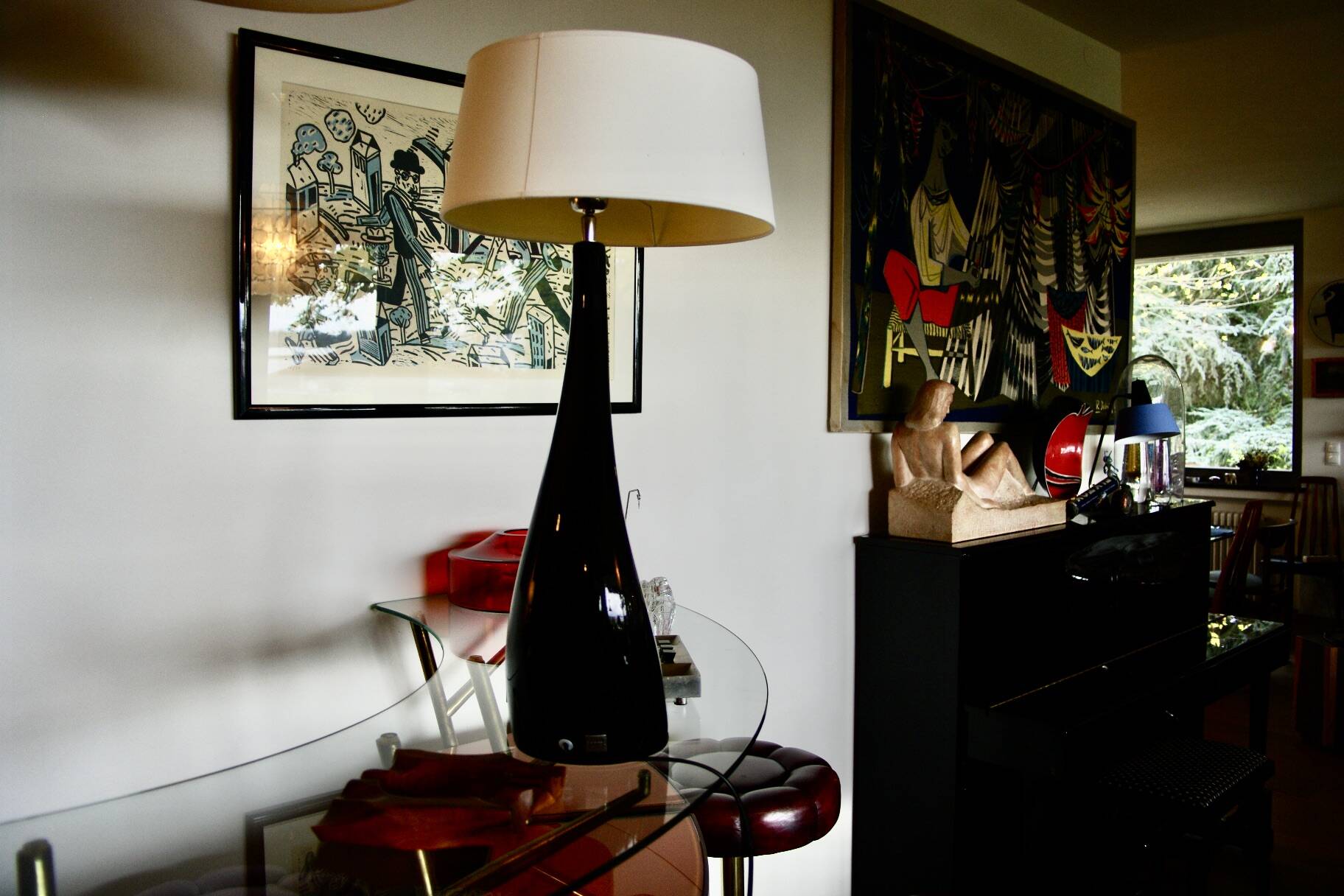 Large vintage ceramic lamp for drimmer 1970