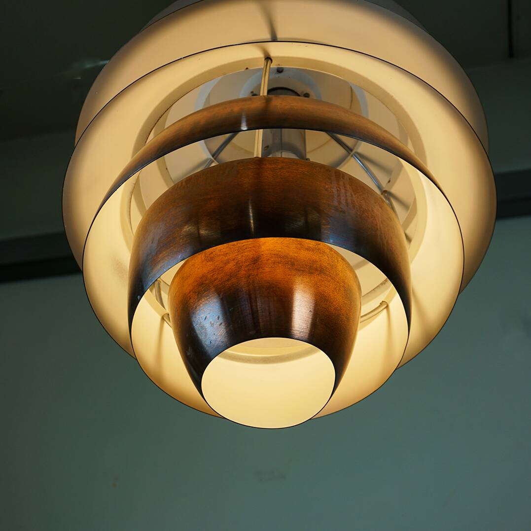 Suspension en métal cuivré italien des années 50 1231 par Stilnovo Milano