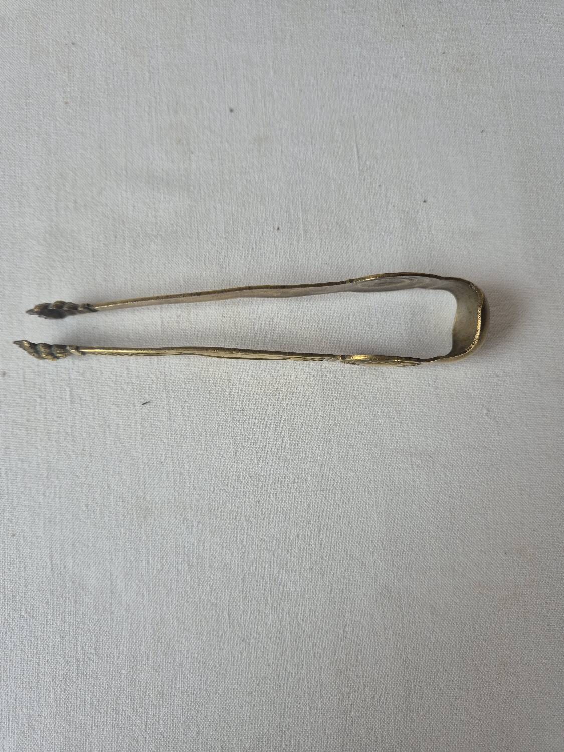 Antique brass sugar tongs