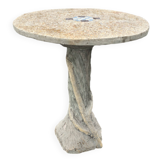 Table de jardin en ciment pied forme de tronc