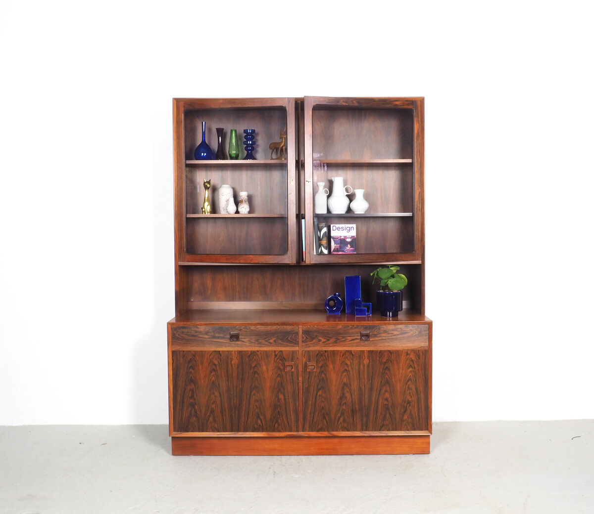 Danish design rosewood sideboard with display cabinet from Brouer, 1960s