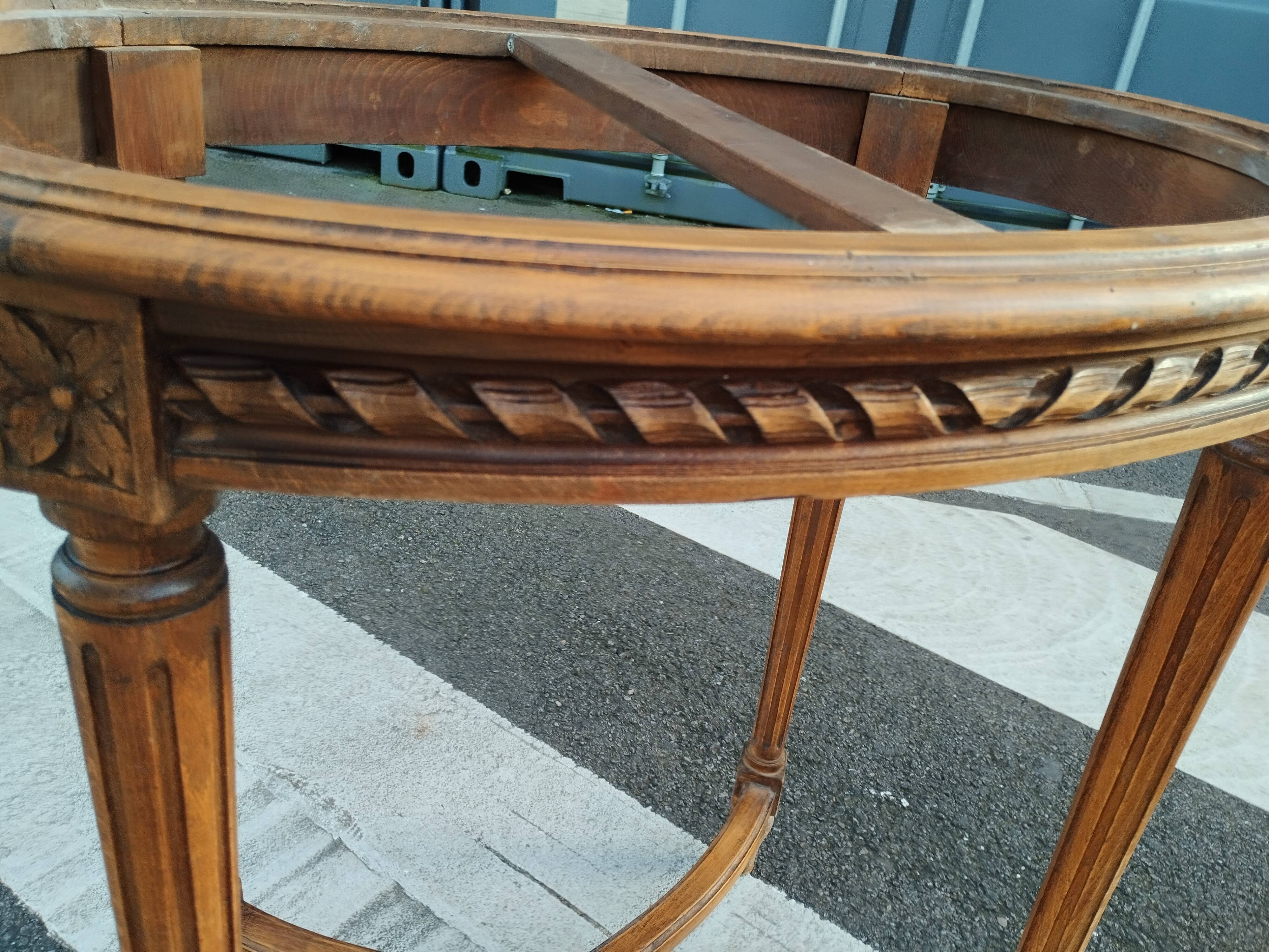 Old Louis XVI style pedestal table with marble top