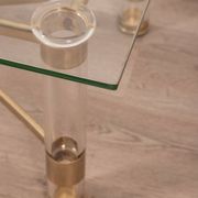Vintage 70's table in brass and lucite design by sandro petti for metalarte